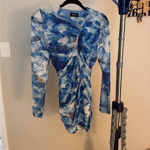 Bardot Abstract Blue Long Sleeve Top